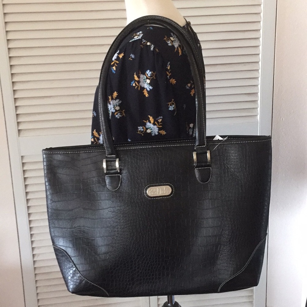 ✨HP✨DESIGNER BOB MACKIE BLACK CROCODILE TOTE - Picture 2 of 8